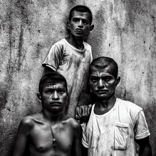 Image similar to stunning beautiful portrait photography of thieves in the favelas from national geographic award winning, dramatic lighting, taken with canon 5d mk4, sigma art lens