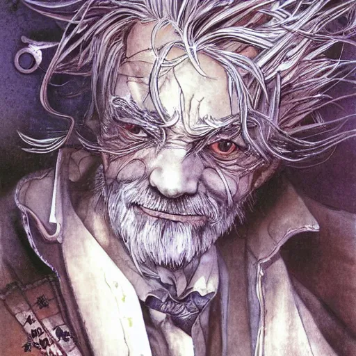 Image similar to ! dream old man, by art by yoshitaka amano, - n 9, by yoshitaka amano,