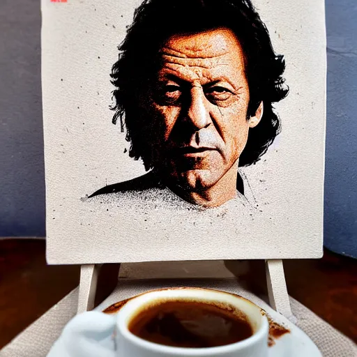 Image similar to imran khan in cappuccino art