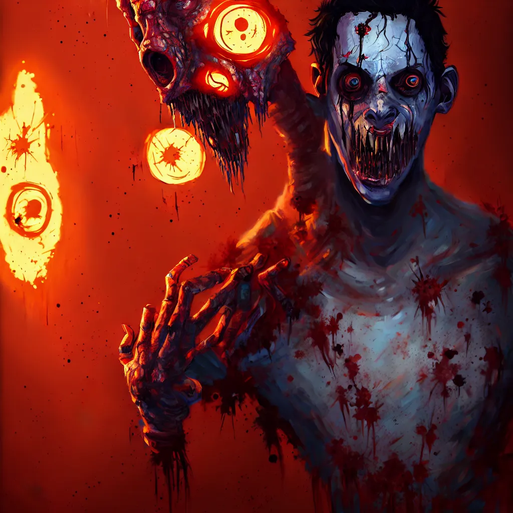 Image similar to a painting of legion from dbd dead by daylight, concept art by sam spratt, cgsociety, cosmic horror, redshift, highly detailed, hyper realistic