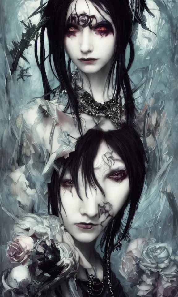 Prompt: !dream Full shot of a ghoulpunk high priestess, defined facial features, intricate, gothic punk, malice mizer, ai yazawa, symmetrical facial features. By Ruan Jia and Artgerm and Range Murata and WLOP and Ross Tran and William-Adolphe Bouguereau and Beeple. Key Art. Fantasy Illustration. award winning, Artstation, intricate details, realistic, Hyperdetailed, 8k resolution. Iridescent accents.