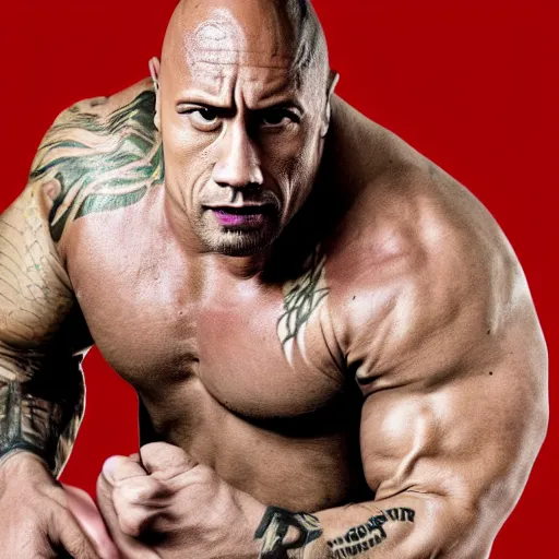 Prompt: the rock but hes very fat