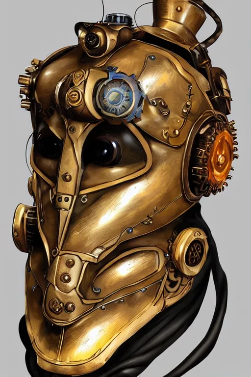 Image similar to steampunk helmet fantasy art mask robot ninja stylized digital illustration sharp focus, elegant intricate digital painting artstation concept art global illumination ray tracing advanced technology chaykin howard and campionpascale and cooke darwyn and davis jack