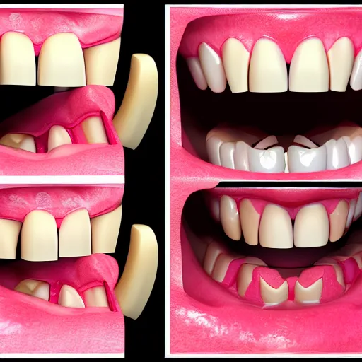 Image similar to poorly rendered 3 d set of teeth