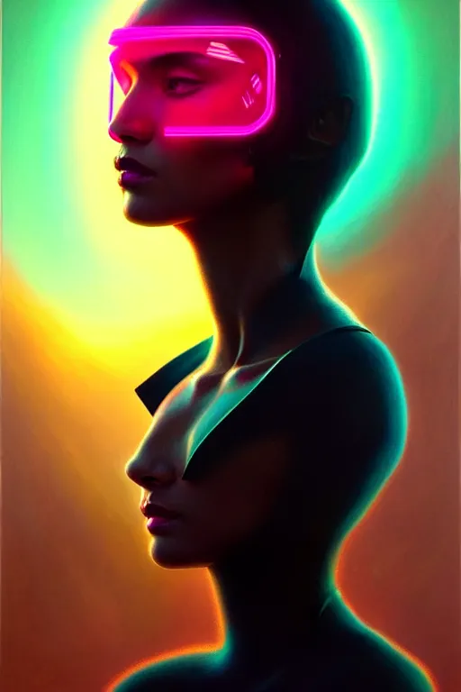 Image similar to patron saint of 🛸👩🏾, futuristic clothing, neon god of city character portrait, in the style of moebius, tom bagshaw, and waterhouse, cinematic lighting, beautiful, elegant, oil painting,