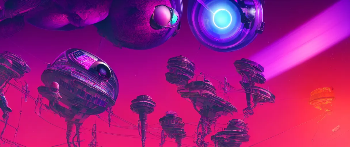 Image similar to hyper detailed 2060s neo-surreal neon purple and red propaganda poster of space workers sharp cinematic lighting 8k wide angle shallow depth of field