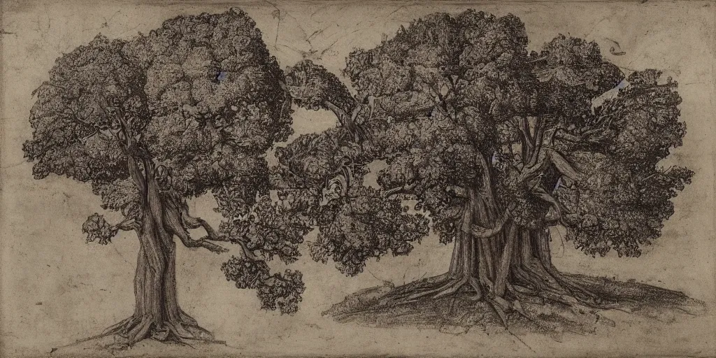 Image similar to DaVinci drawing of an ornate tree