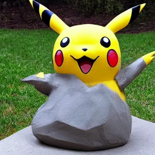 Image similar to Pikachu Sculpture made out of concrete