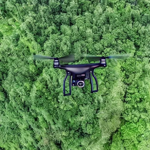 Prompt: drone's flying above countryside in an optopus formation