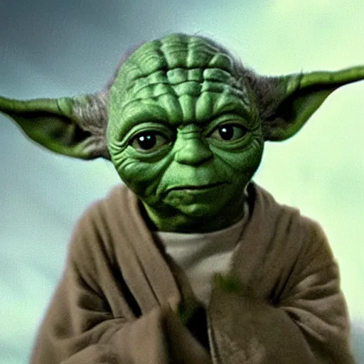 Image similar to a film still of yoda's spirit in star wars realistic, detailed