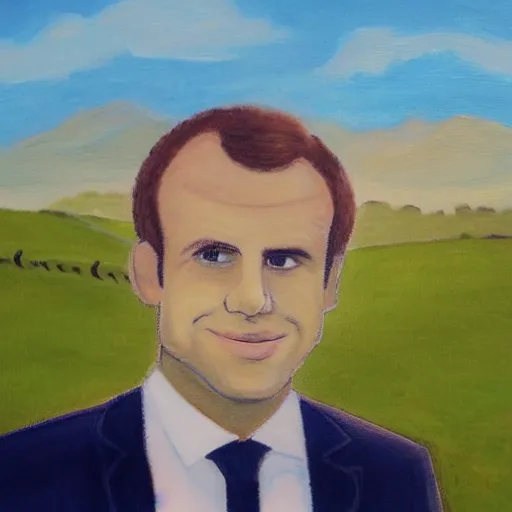 Image similar to a portrait of a macron in a scenic environment by tan shaun