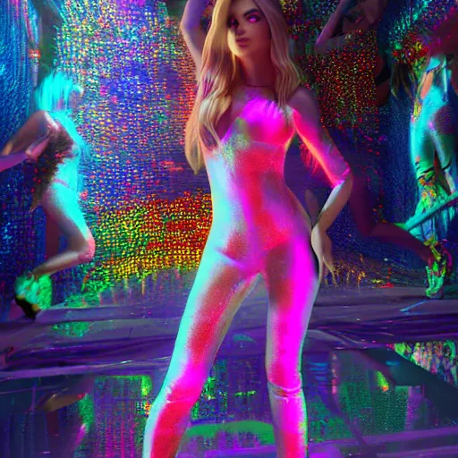 Image similar to full body pose, hyperrealistic photograph of a beautiful rave woman, jumpsuit, dim volumetric lighting, 8 k, octane beautifully detailed render, extremely hyper detailed, intricate, epic composition, cinematic lighting, masterpiece, trending on artstation, very very detailed, stunning, hdr, smooth, sharp focus, high resolution, award, winning photo, dslr, 5 0 mm