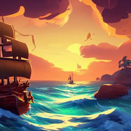 Image similar to painting treasure on sea of thieves game smooth median photoshop filter cutout vector, behance hd by jesper ejsing, by rhads, makoto shinkai and lois van baarle, ilya kuvshinov, rossdraws global illumination