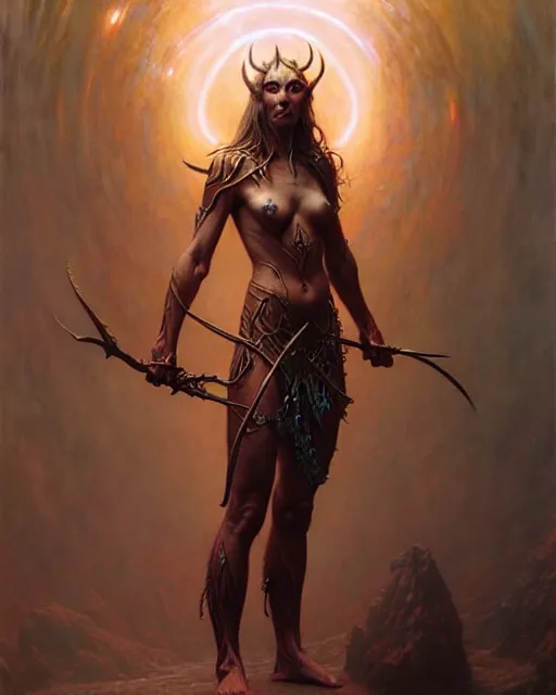 Image similar to a beautiful elven berserker, full body, stuning 3 d render, masterpiece, glowing aura, by donato giancola and greg rutkowski and wayne barlow and zdzisław beksinski, realistic face