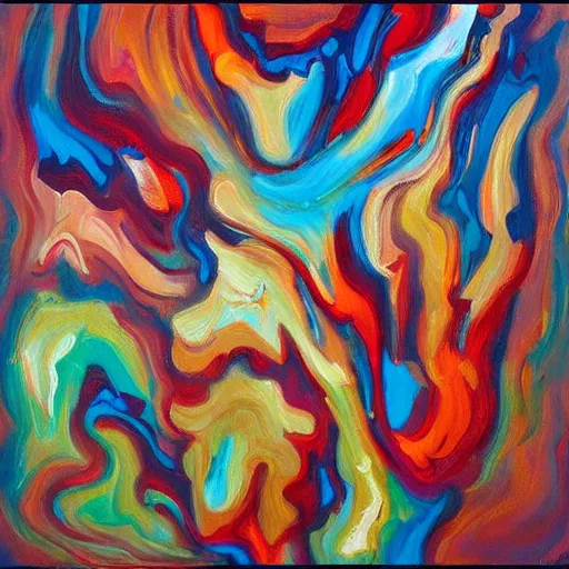 Image similar to abstract oil painting of organic shapes melting