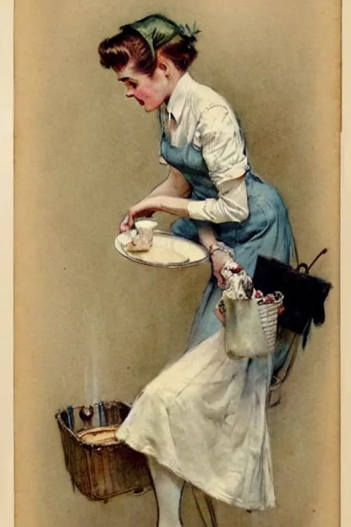 Image similar to (((((1950s magazine add house wife . muted colors.))))) by Jean-Baptiste Monge !!!!!!!!!!!!!!!!!!!!!!!!!!!