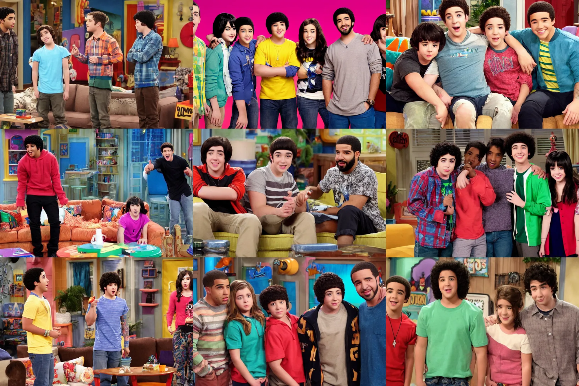 Prompt: Still from Nickelodeon's Show 'Aubrey Drake Graham and Josh', HD quality