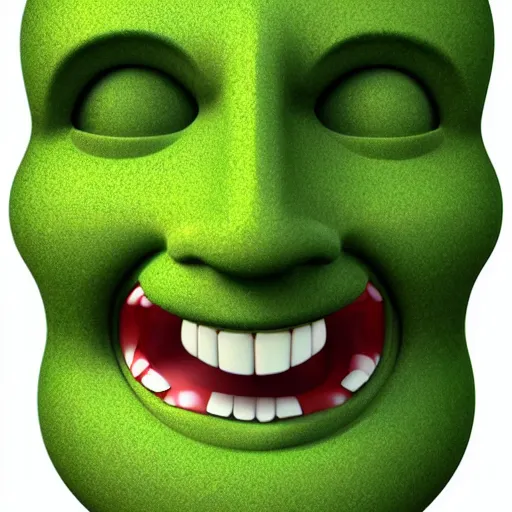 Prompt: smiling green human face as broken 3 d meshes