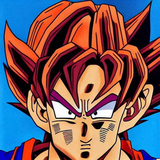 Prompt: Goku, Face portrait, crisp face, , facial features artwork by Georges de La Tour