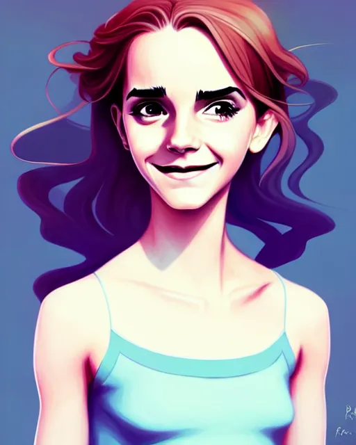 Image similar to beautiful full body Emma Watson goofy smiling illustration by lois van baarle and loish and ross tran and rossdraws and sam yang and samdoesarts and artgerm, digital art, highly detailed, intricate, sharp focus, Trending on Artstation HQ, deviantart