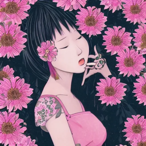 Image similar to flowers, art, girl, clothing, tears, chinese, mao jun