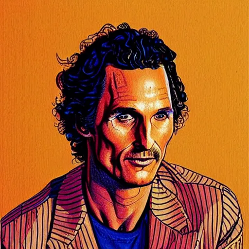 Image similar to “ matthew mcconaughey retro minimalist portrait by jean giraud, moebius starwatcher comic, 8 k ”