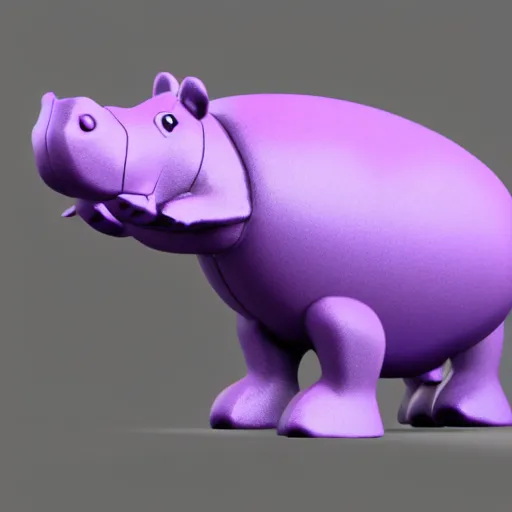 Prompt: 3d render of a flying purple hippo