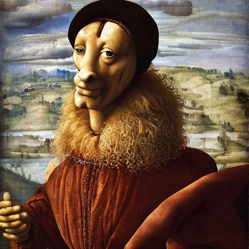 Image similar to portrait of a renaissance muppet.