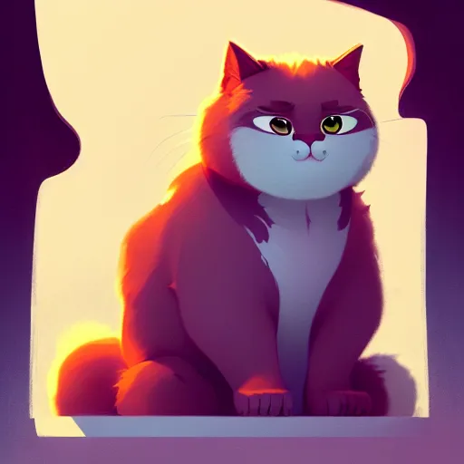Prompt: a big fluffy cat by cory loftis and goro fujita and atey ghailan, exquisite lighting, art, very coherent, plain background, trending on artstation