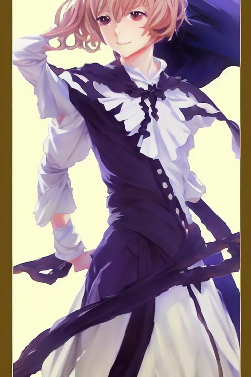 Prompt: greg manchess painting of anime art full body portrait character concept art, anime key visual of violet evergarden, j. c leyendecker, trending on pixiv fanbox, violet evergarden