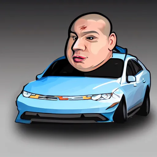 Image similar to really obese john cena driving a car. Ultra realistic digital art.