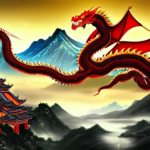 Image similar to Chinese president, bananas weapon, battle the dragon, centered, highly detailed, mountains, epic composition, background, fantasy art, 8k