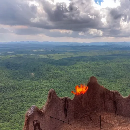 Prompt: scenic view of hell, tourist photo