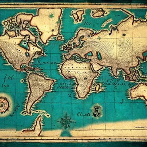 Prompt: an ancient map telling us where the lost treasure is hidden
