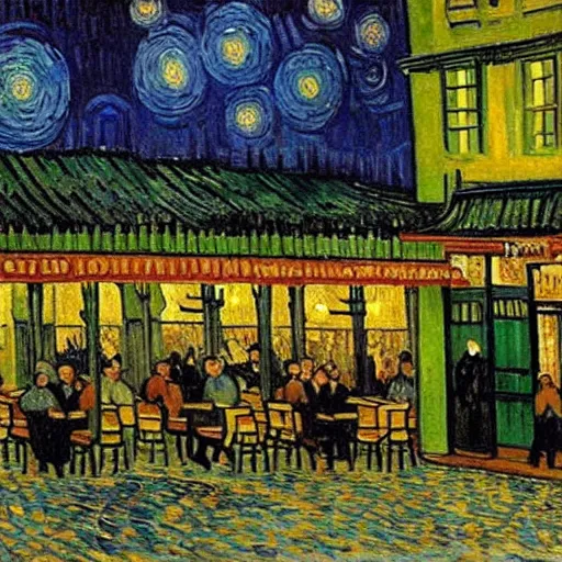 Prompt: the night cafe by vincent van gogh