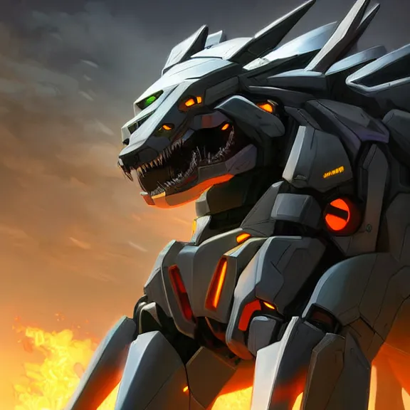 Prompt: hyper realistic, epic, highly detailed cinematic full body shot of a feral mecha canine, sharp claws, sleek armor, glowing visor, destroying city, digital art, furry art, dragon art, zoids art, furaffinity, deviantart, sofurry