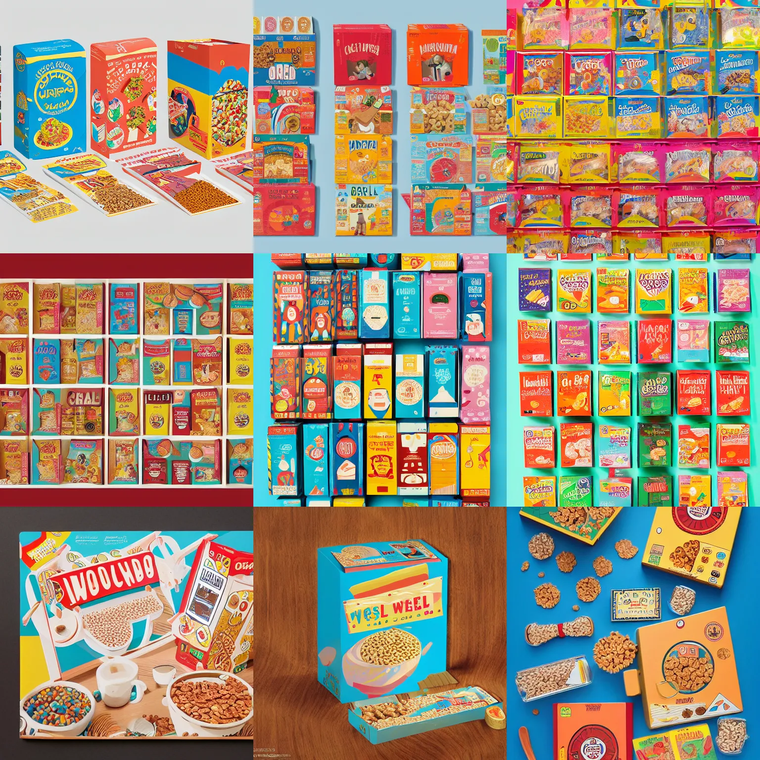 Prompt: cereal box designed by Wes Anderson