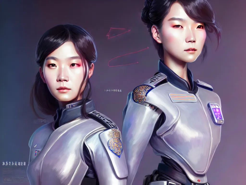 Prompt: portrait futuristic taiwan police uniform female, at future neon light rooftop, ssci - fi and fantasy, intricate and very very beautiful and elegant, highly detailed, digital painting, artstation, concept art, smooth and sharp focus, illustration, art by tan zi and ayanamikodon and alphonse mucha and wlop