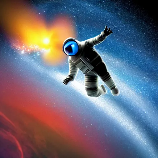 Image similar to astronaut falling into a interstellar black hole