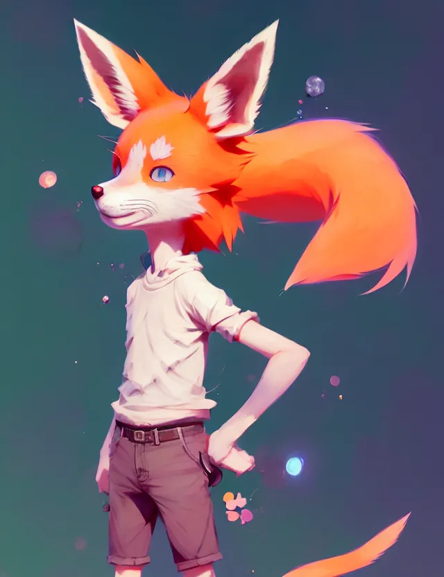 Image similar to a beautiful fullbody portrait of a cute anime boy with orange hair and pink fox ears. character design by cory loftis, fenghua zhong, ryohei hase, ismail inceoglu and ruan jia. artstation, volumetric light, detailed, photorealistic, fantasy, rendered in octane