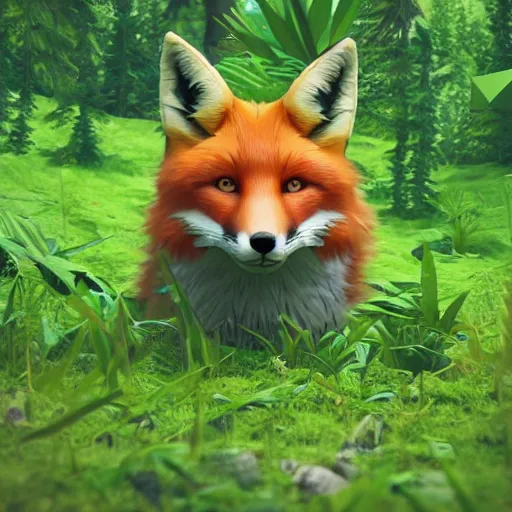 Prompt: low poly fox in a lush green forest, wallpaper, artstation, DeviantArt, hd, 4k, 2k, octane render, 3D, intricate, highly detailed