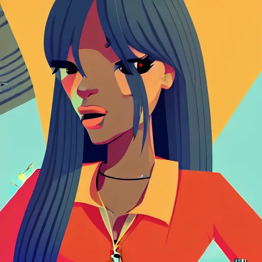 Image similar to 2 d character design, female rapper, vector art, digital art, portrait, 4 k, 8 k, sharp focus, smooth, illustration, concept art, music artist