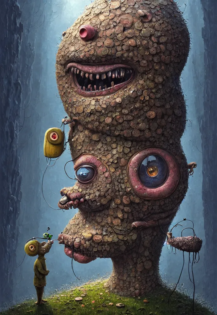 Prompt: anthropomorphic highly detailed cute funny neon giant gediminas pranckevicius portrait of a monster in the sinister valley of despair, one mouth, one nose, two eyes, oil painting by tomasz jedruszek, cinematic lighting, pen and ink, anthropomorphic intricate, elegant, highly detailed, digital painting, artstation,