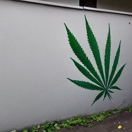 Image similar to weed spray painted on a wall