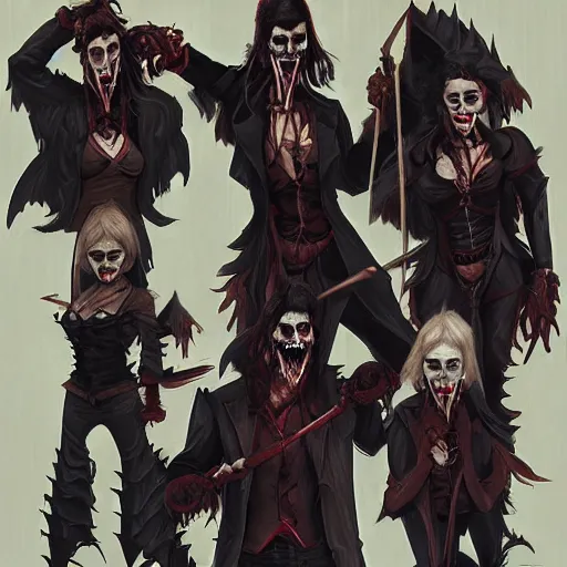 Image similar to a group of intimidating balkan vampires posing menacingly, by WLOP