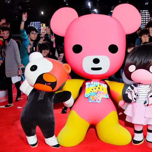 Prompt: rillakkuma hosts the kids choice awards for mtv