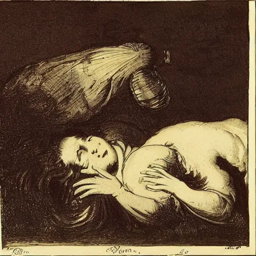 Prompt: the sleep of reason produces monsters, goya