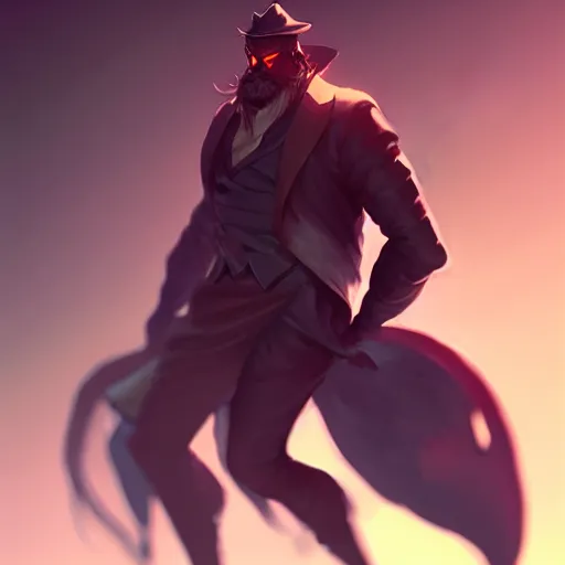 Prompt: character design a full body gentleman from hell, league of legends, concept art, wallpapers, dark fantasy, greg rutkowski, trending on artstation, detailed