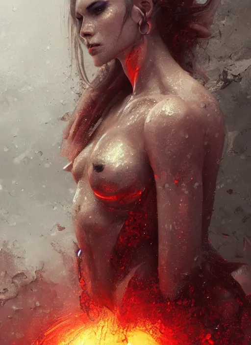 Prompt: a realistic detail portrait of a beautiful female angle in hell, raining, thunder, magic, dragon, oil painting by Julian calle, wlop, greg rutkowski, Finnian MacManus, Trending on artstation, red and yellow scheme, 8k, RE Engine