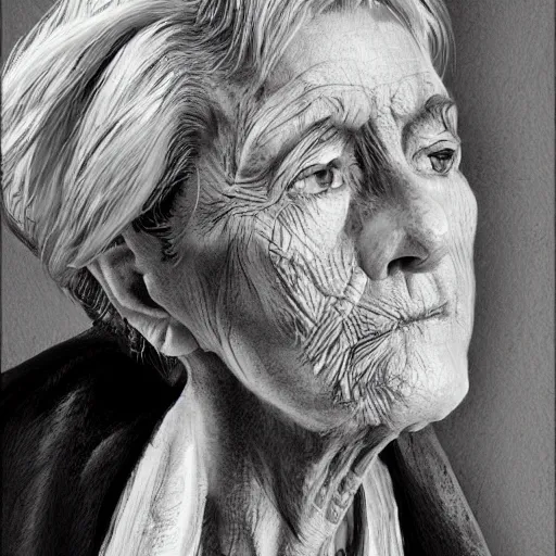 Image similar to artstation older woman, very detailed, , portrait, high contrast